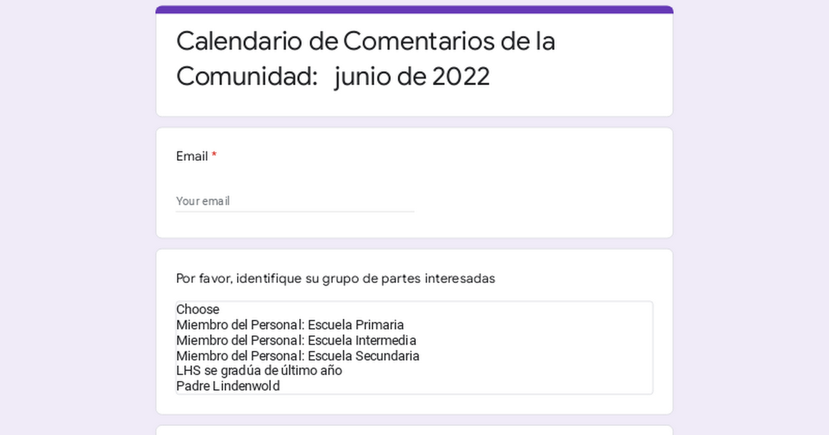 Calendario de Comentarios de la Comunidad: junio de 2022