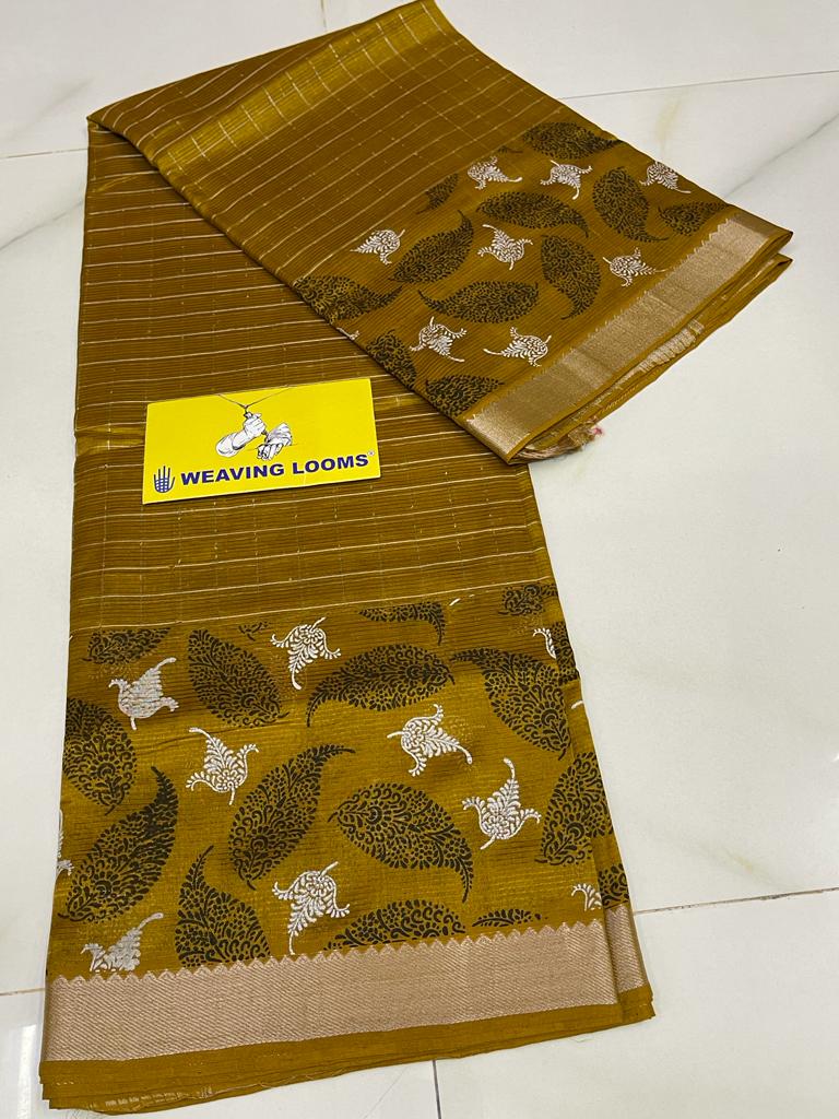 mangalagiri handloom special digital printing jari chex sarees