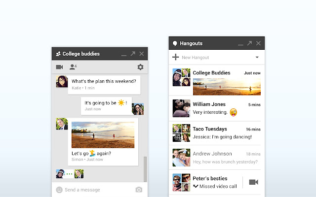 Hangouts brings conversations to life with photos, emoji, and even group video calls for free.