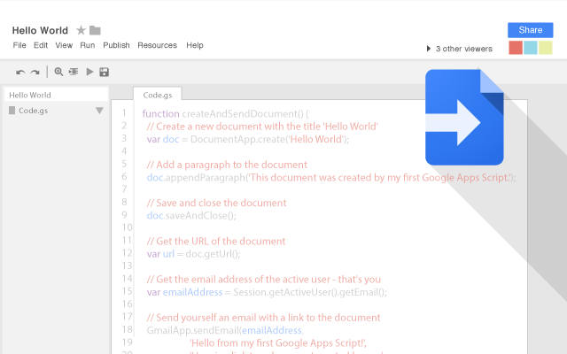 Screenshot of Google Apps Script