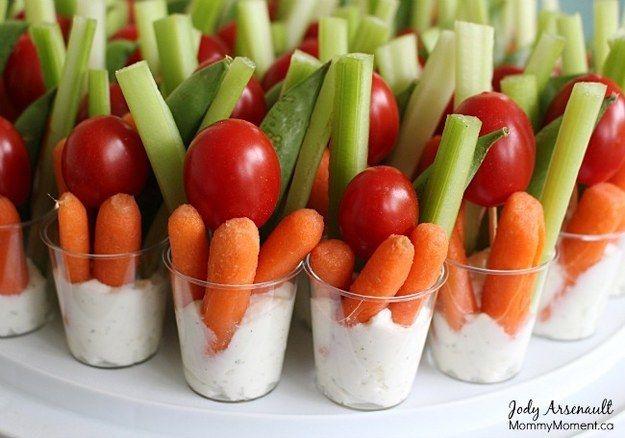 Make individual snack cups for your guests. | Veggie cups, Veggie snacks, Veggie  dip