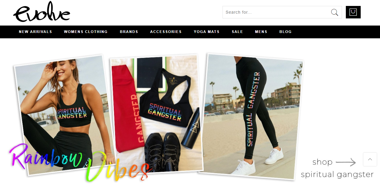 website home page with girls wearing workout outfit and training apparel