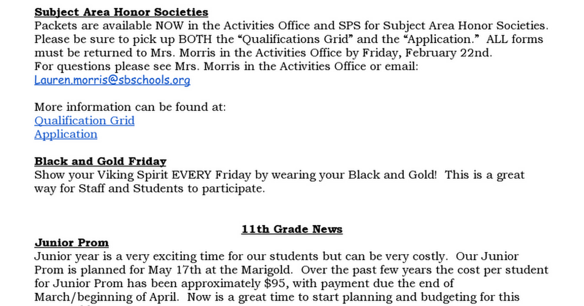 2.8.19 Student and Parent Bulletin