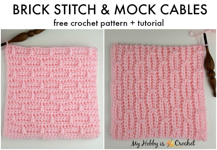 brick stitch and mock cables swatches