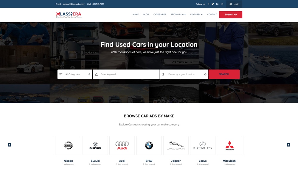 Classiera – Tema WordPress de anúncios classificados