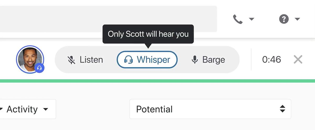 cold calling whisper feature in close