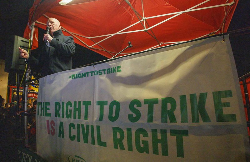Matt Wrack speaking at right to strike London demo