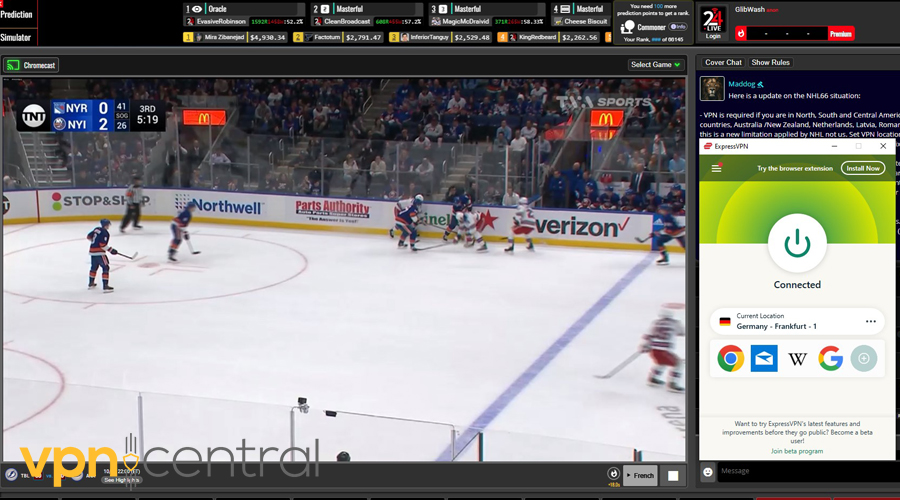 Watch NHL66 livestreams with ExpressVPN