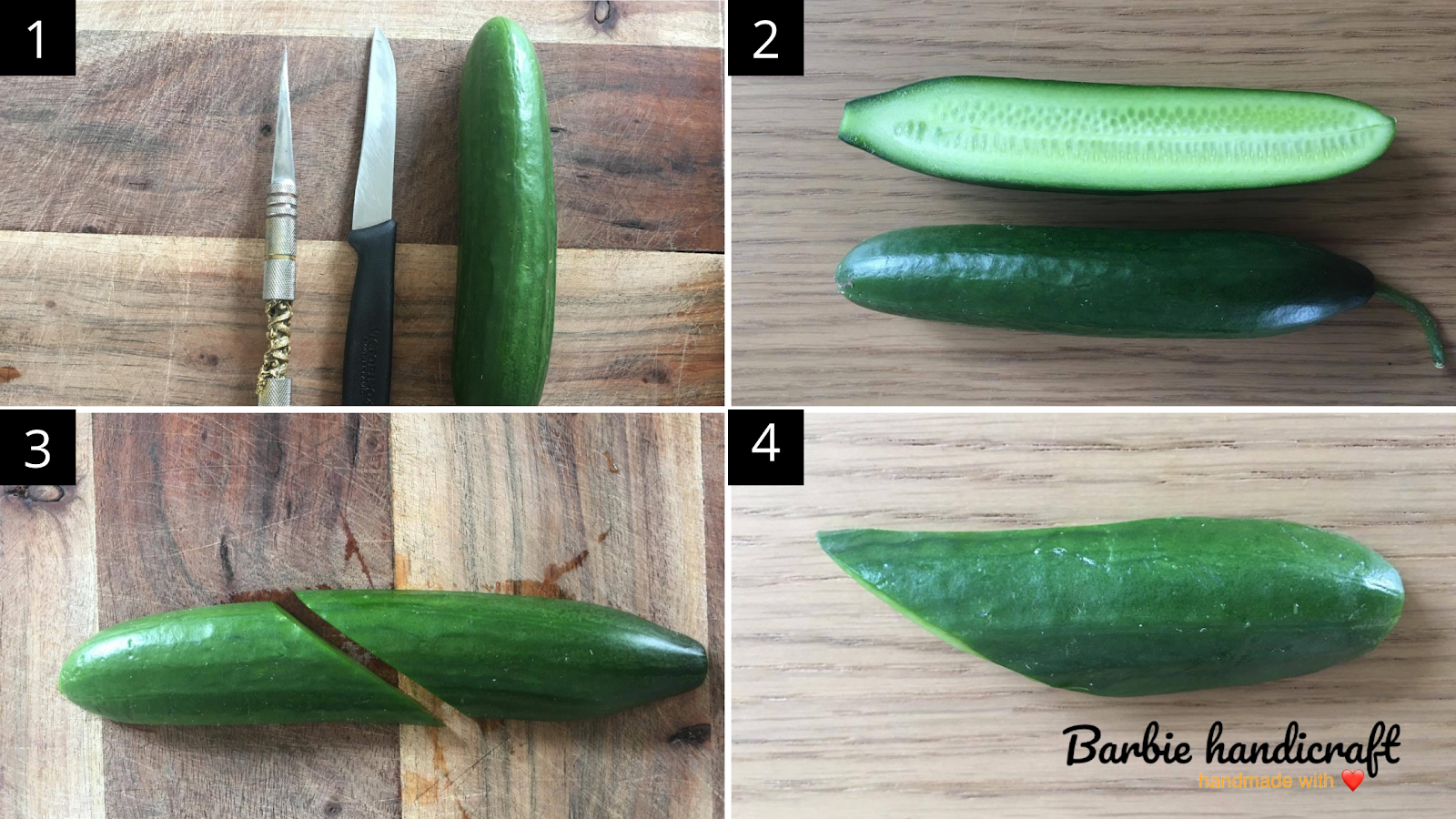how to do leaf carving cucumber