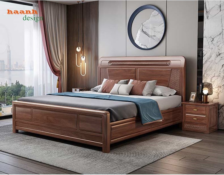 Giường ngủ gỗ tự nhiên hiện đại-GNHD001-1