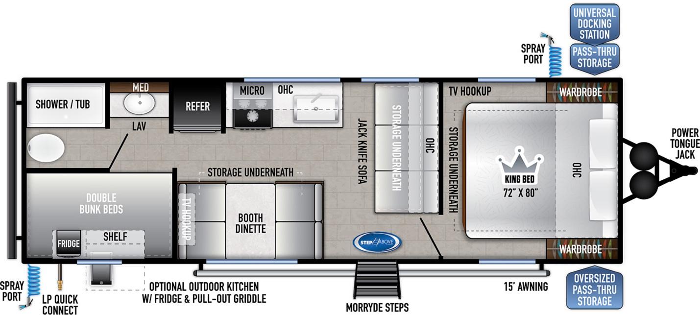 Floor plan for the East to West Silver Lake 27KNS travel trailer