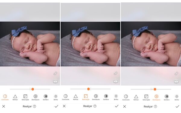 Foto de recém-nascido sendo editada pelo AirBrush