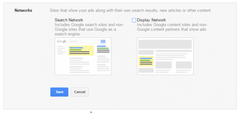 Google Ad Words search network vs display network