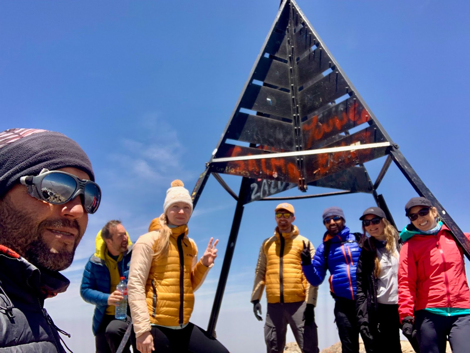 The group at the summit of Mount Toubkal.