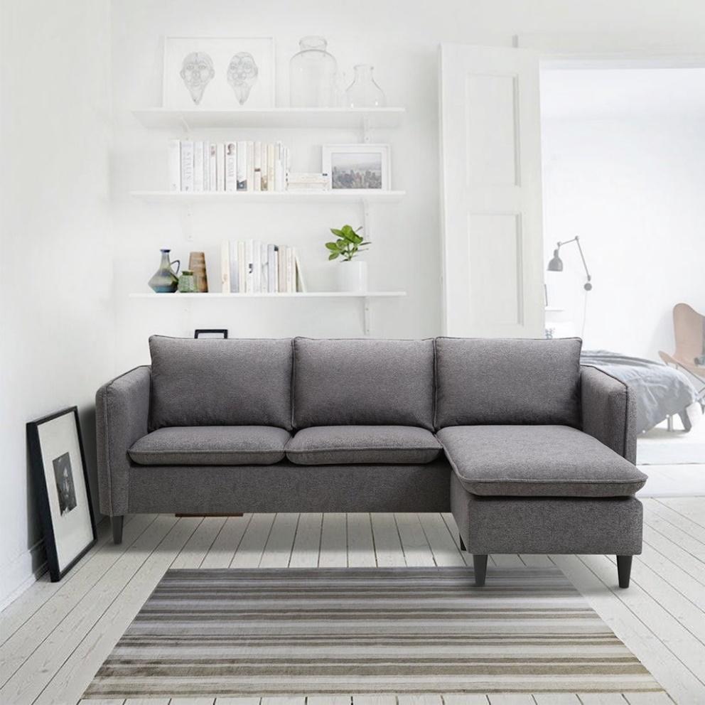Koncept furniture โซฟาผ้าเข้ามุมสลับด้านได้ซ้าย/ขวา Xpander สีเทาเข้ม  (204X131X84 ซม.) | Shopee Thailand
