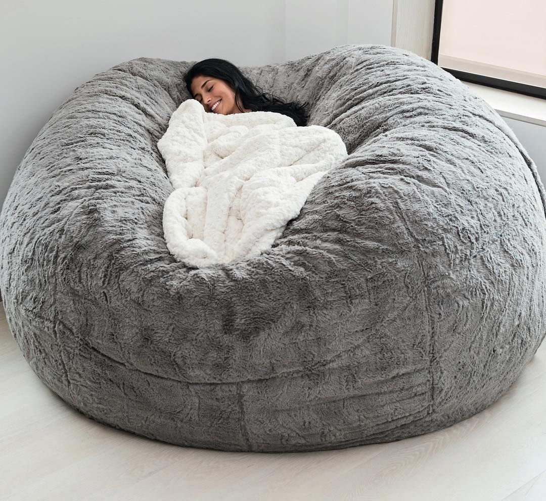 7ft Giant Fur Bean Bag Cover Soft Fluffy Fur Portable Living Room Sofa Bed Ebay