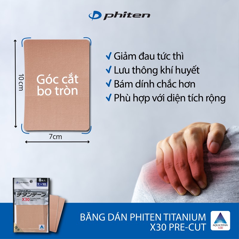 Băng dán cơ Phiten Titanium x30 với hiệu quả giảm đau tức thì