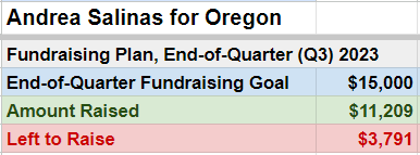 Andrea Salinas for Oregon EOQ fundraising plan