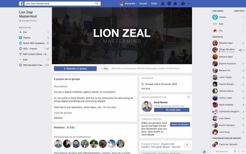 Page Facebook Lion Zeal