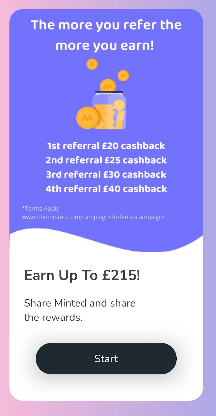 Minted gold app referral campaign
