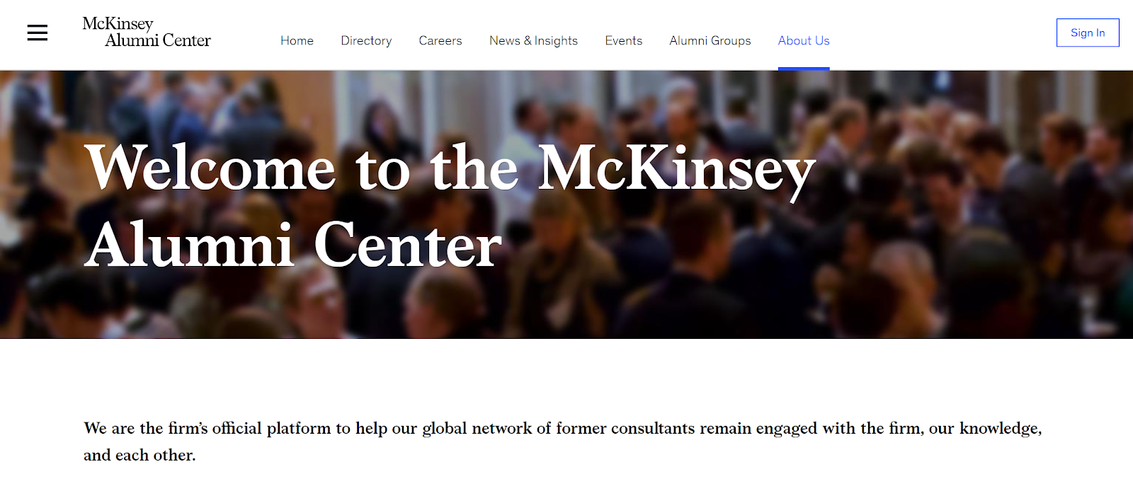McKinsey's page for The McKinsey Alumni Center.