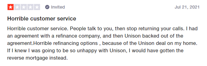 1-star Unison review says the customer service is not good. 