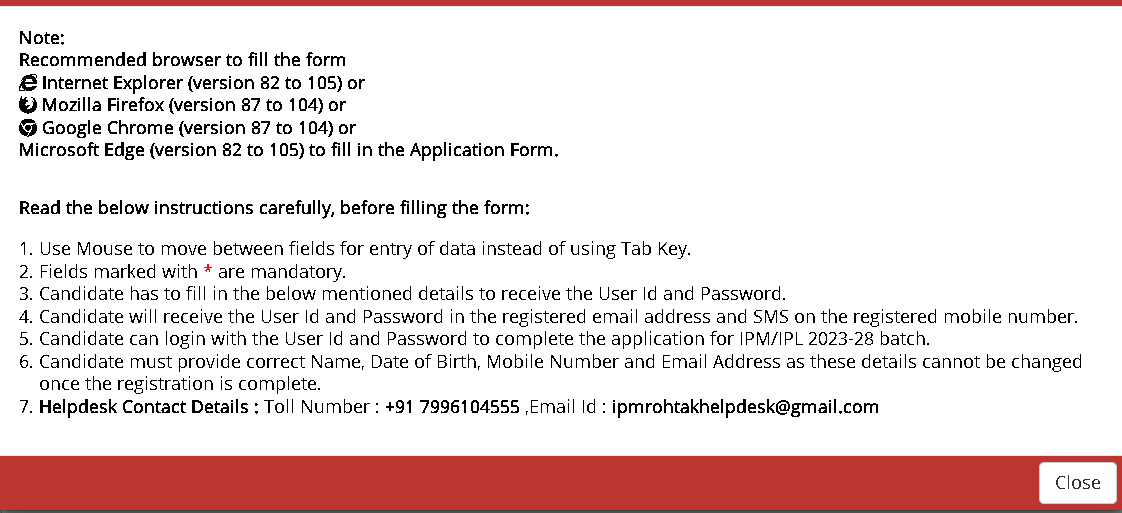 IPMAT Application Form 2023