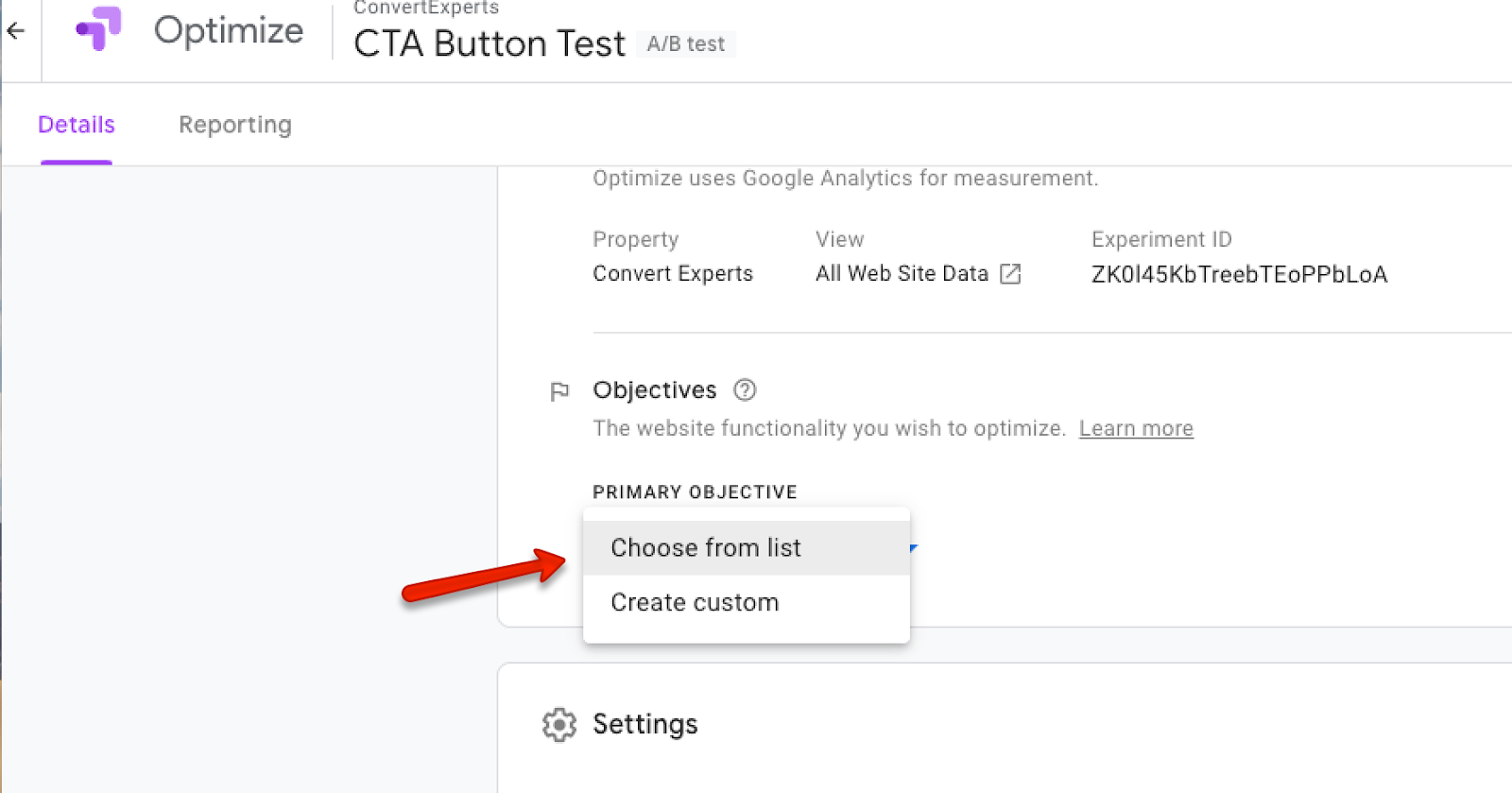 traffic allocation option within a/b tests