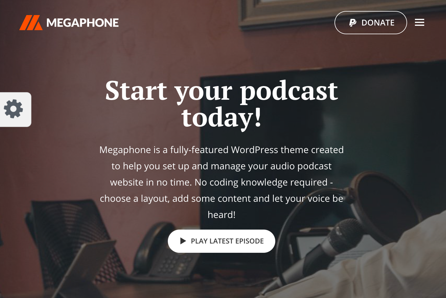 Megaphone pocast wordpress theme preview