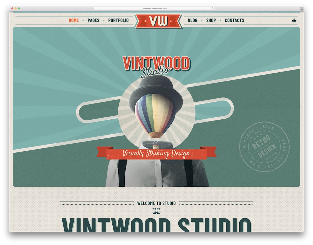 tema de wordpress de estilo retro vintage vintwood