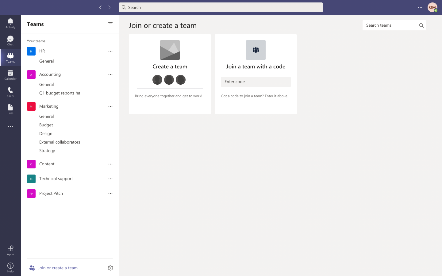 Join or create a team in the Microsoft Teams admin center 