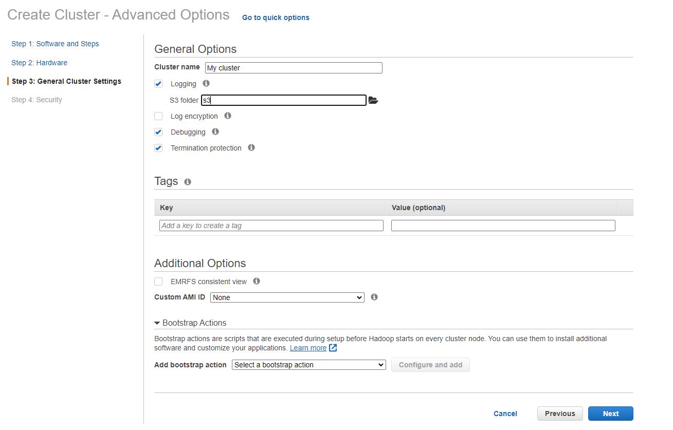 AWS EMR advanced settings for users