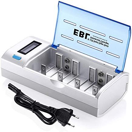 EBL 906 Universal Cargador de Pila para AA AAA C D 9V NI-MH NI-CD BaterÃ­a Recargable con Pantalla LCD y Funciones de Descarga