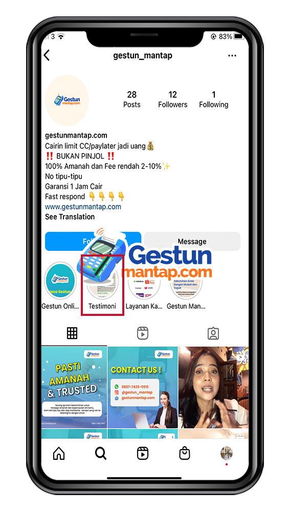 Instagram gestun terpercaya dan amanah