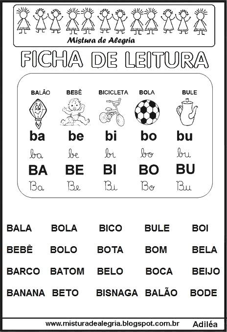 Fichas leituras | Leitura, Familia silabica, Ensino fundamental