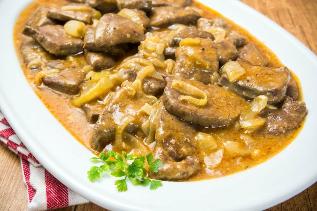 Traditional cuisine, Beef Liver with onions.
