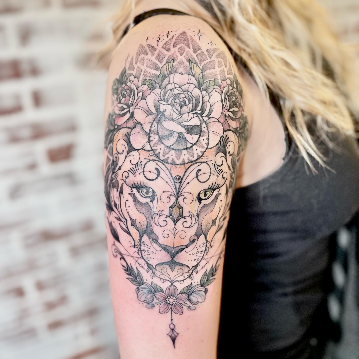 Unique Lioness Classy Shoulder Tattoos Female