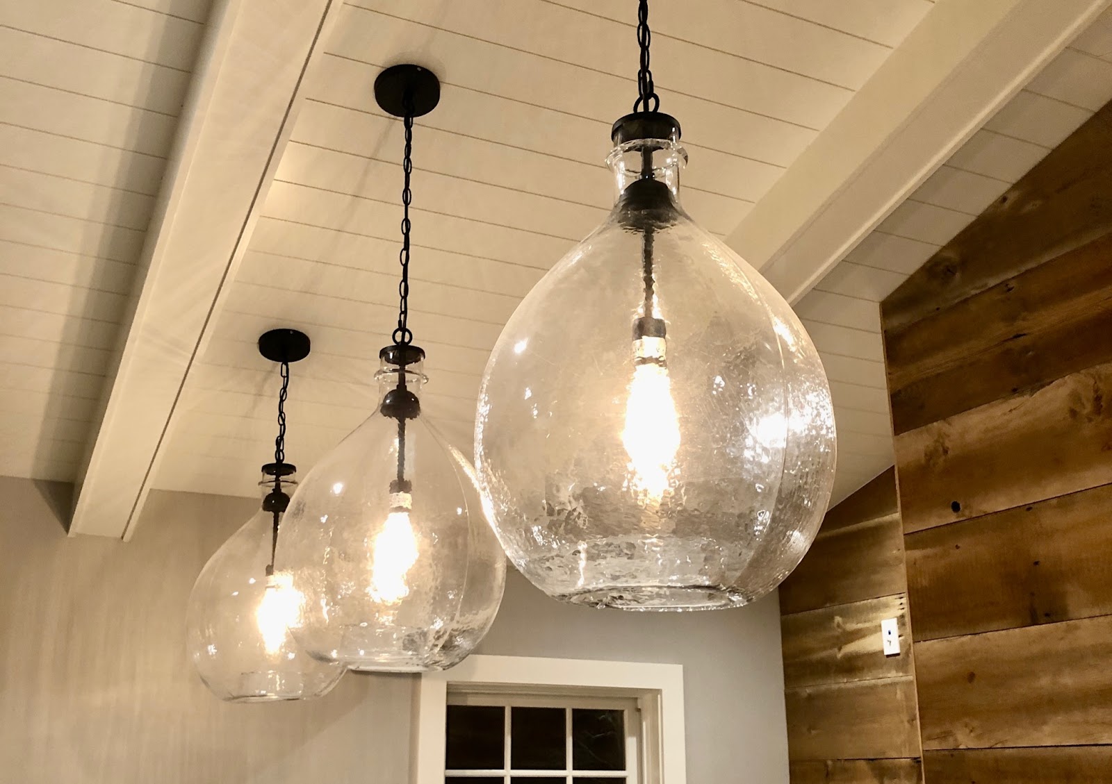 Pitted glass large drop pendant lights