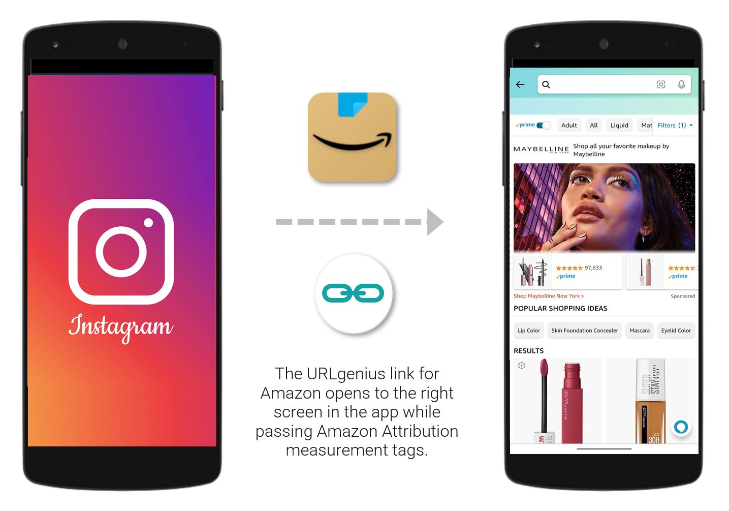 Graphical user interface, application

Description automatically generated

Link from the Instagram App to the Amazon App