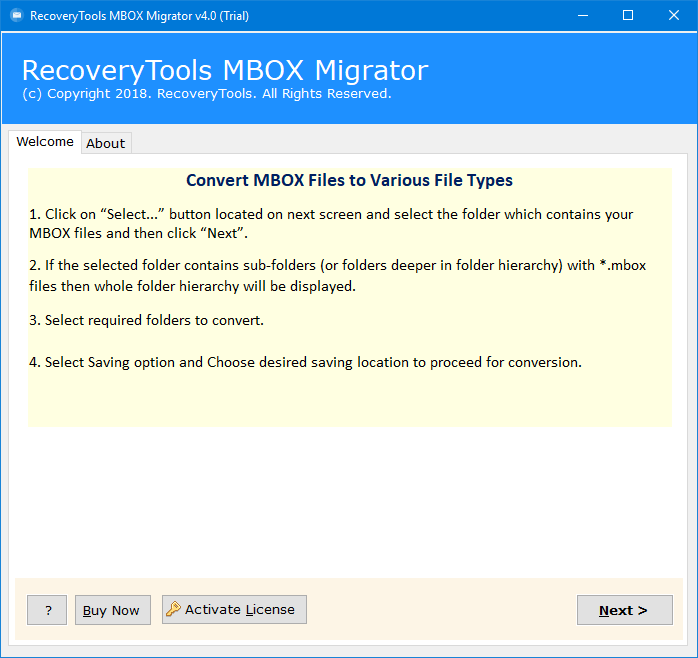 Launch mbox to Outlook Software