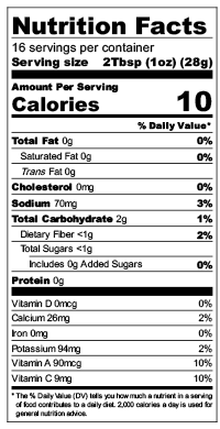 Spicy Napa Nutrition Facts