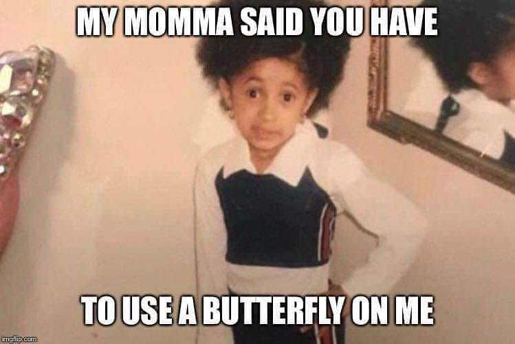 My momma said you have to use a butterfly on me