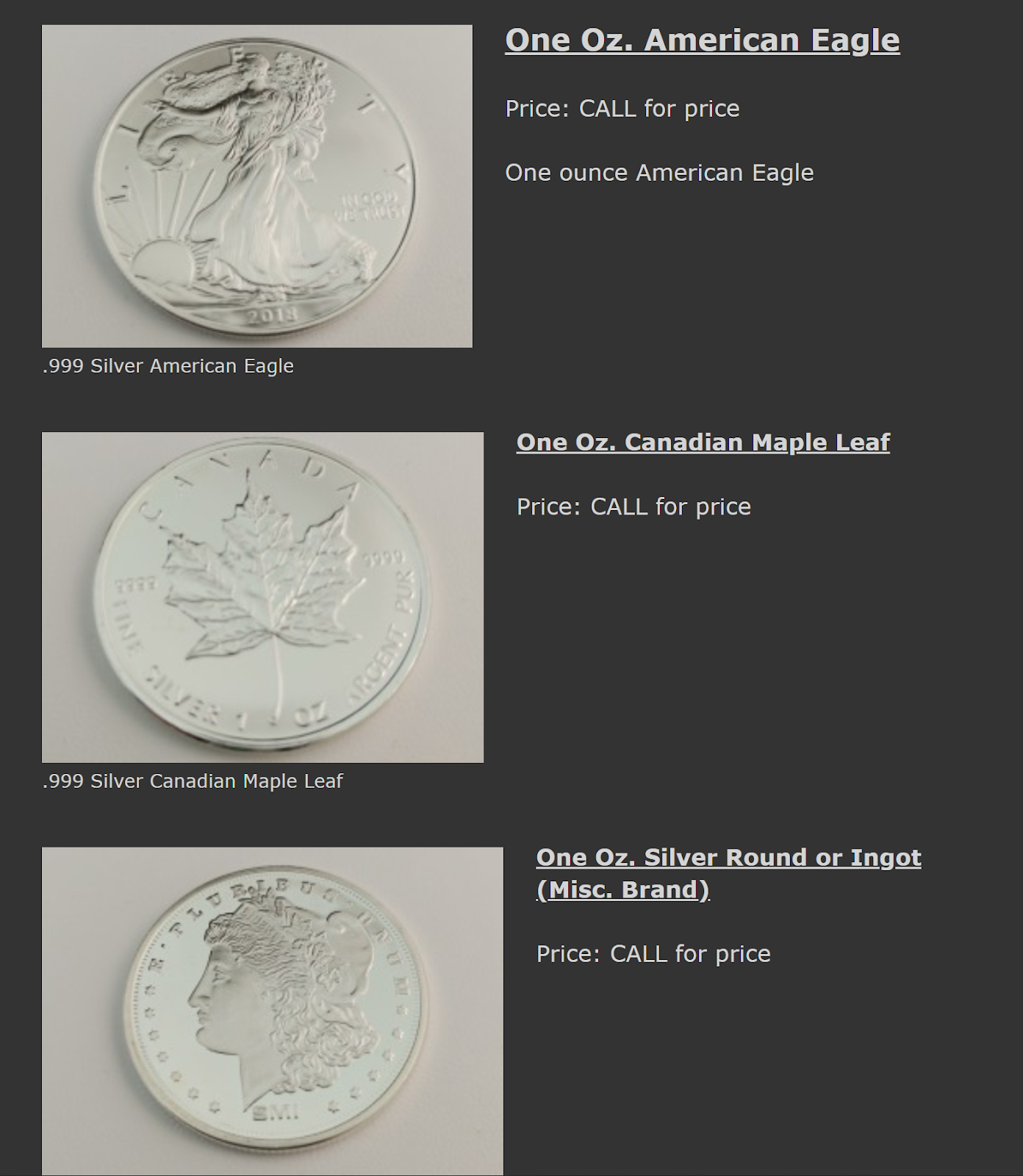 Maine Gold and Silver coins