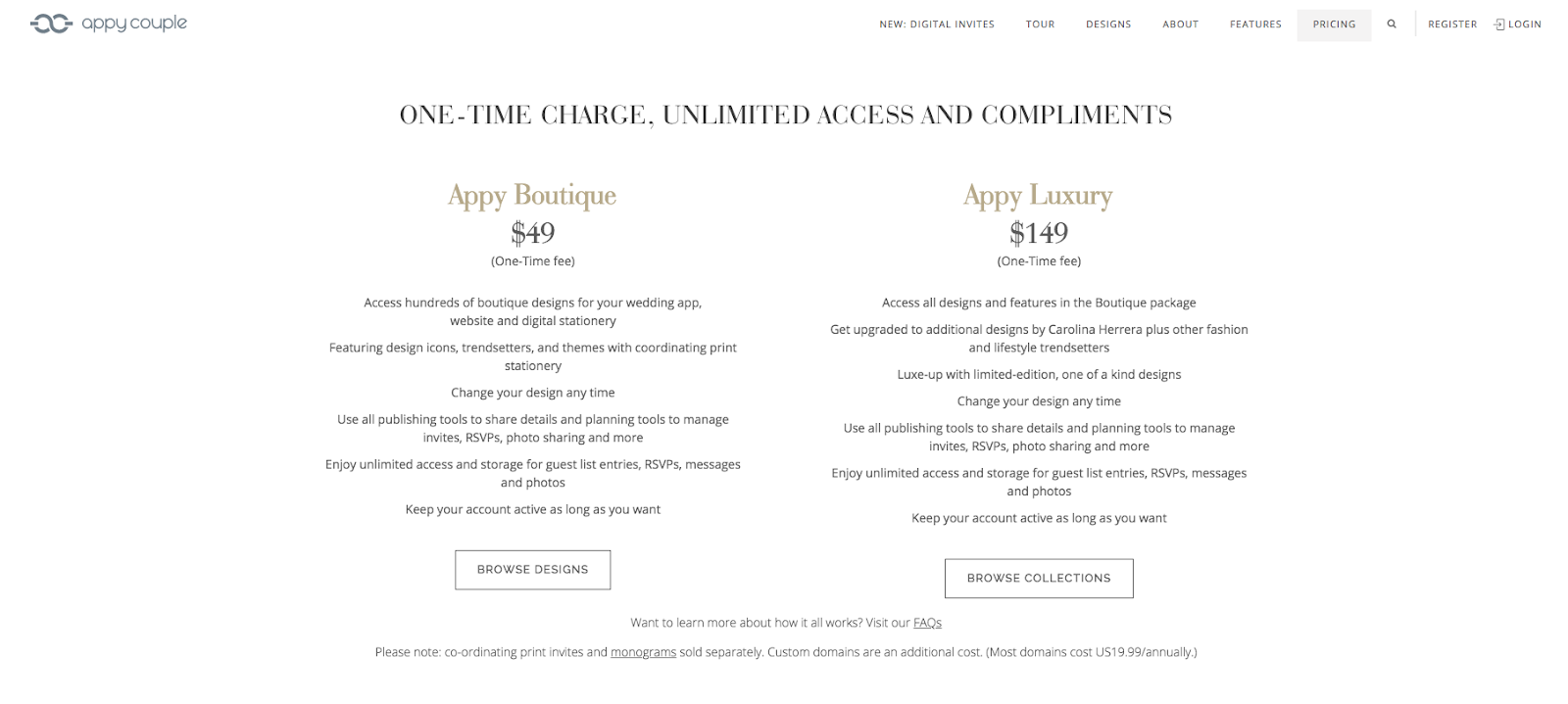 appy couple pricing page
