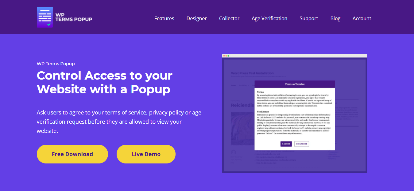 Boost your site's conversion rate with WP Terms Popup, a WordPress privacy policy plugin.