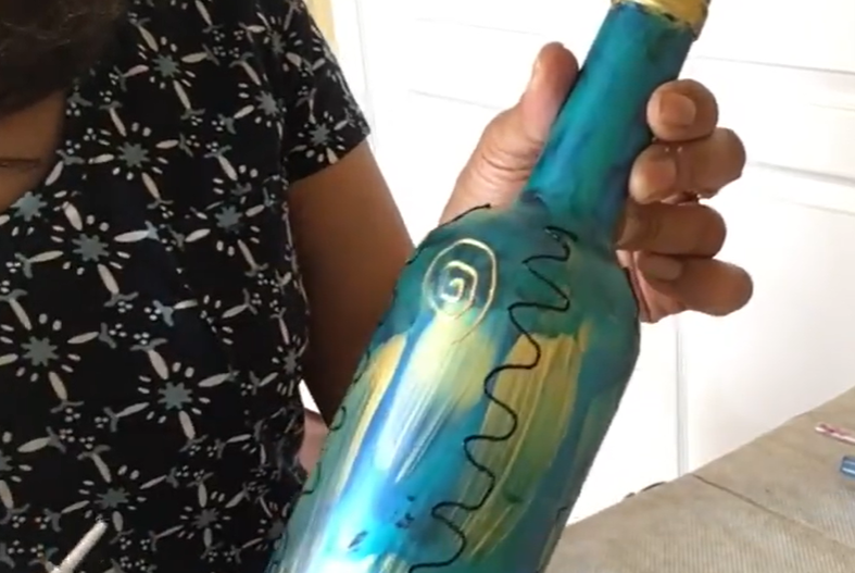 bottle swith squiggles on it
