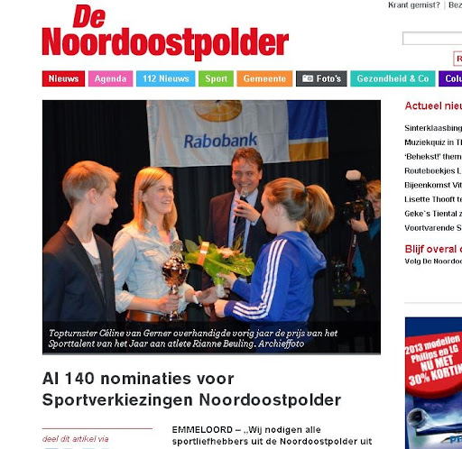 bericht over de sportverkiezingen op de website denoordoostpolder.nl