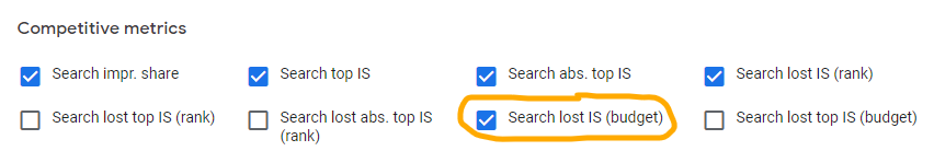 Showing how to enter search lost IS to the report view