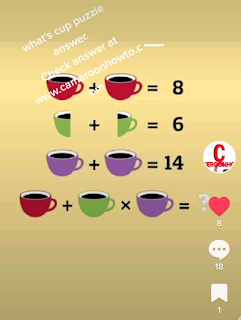 Red, green and purple mug cup puzzle answer