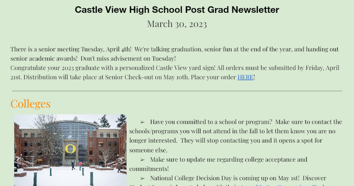 Post Grad Newsletter March 30